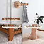 Shoe Storage Bench with Coat Rack, 27.6in Hall Tree Shoe Rack, 3-Tier Bamboo Entryway Bench Holds Up to 330lb for Bedroom Hallyway - size: 27.6in with Hooks