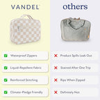 VANDEL Waterproof Hanging Toiletry Bag [TSA-Approved] Hanging Makeup Organizer Bag, Cosmetic Travel Bags for Women, Makeup Case Toiletries Organizer Hygiene Bathroom Shower Caddy - Neutral Checker - color: Neutral Checker