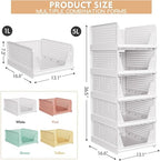 8 Pack Stackable Closet Storage Basket - Stackable Storage Bins, Multifunctional & Foldable Closet Organizer Waterproof, Wardrobe Cupboard Space-Saving Hat Storage Drawer Organizer, White - size: 8 Pack White