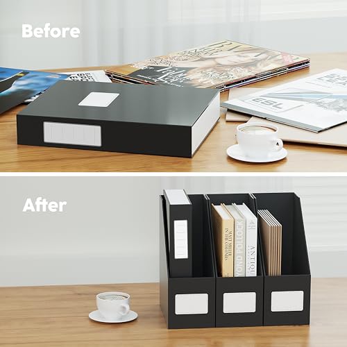 JiaWei Black Magazine File Holders, 3 Packs Sturdy Cardboard File Rack, Office Organization Desktop Storage File Box Binder for Shelves and Desk, Folder Holder for Office or Classroom - color: Black