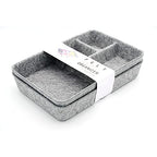 Welaxy Junk Drawer Organizer bin 4 Compartments Office Organizers Bins Felt Trays Drawers 2 dividers Multi-Purpose Storage (Grayx2) - color: Grey x 2