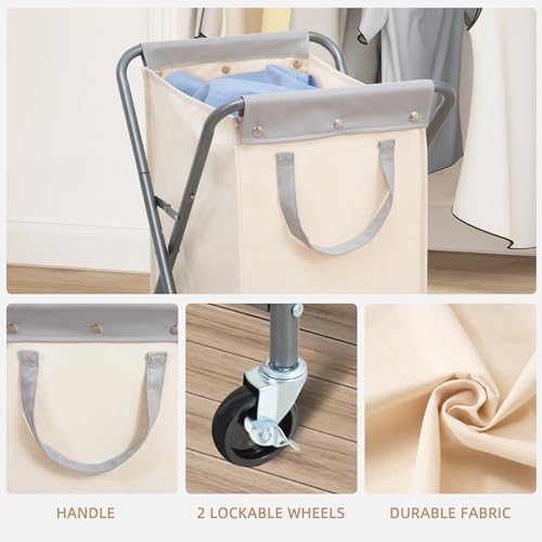 STORAGE MANIAC Collapsible Laundry Hamper with Wheels, Rolling Laundry Basket, Heavy Duty Cloth Sorter with Removable Bag, Folding X Frame Clothes Organizer Cart for Easy to Store, 1 Section - size: 1 Section