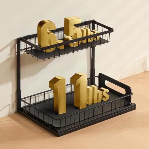 VEVOR 2 Tier Pull Out Cabinet Organizer(10.7"W x 14.2"D), Under Sink Organizer and Storage, Slide Out Drawer Cabinet Organizer, Wire Basket Sliding Storage, 12.5"Wx15.5"Dx13"H Install Size for Cabinet - size: 10.7"W x 14.2"D (1 Pack)