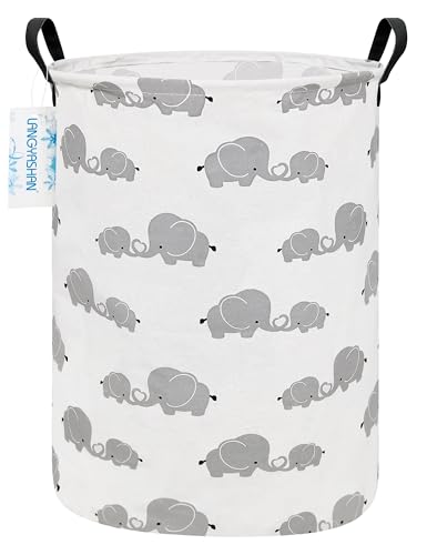 LANGYASHAN Storage Bin, Canvas Fabric Collapsible Organizer Basket for Laundry Hamper,Toy Bins,Gift Baskets, Bedroom, Clothes,Baby Nursery (Full Love Elephant) - color: Full Love Elephant