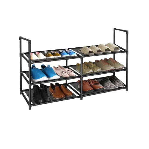 3 Tier Metal Construction Shoe Rack, Sturdy Shelf Organizer for Entryway, Bedroom, Closet, 12-16 Pairs Shoe and Boots Organizer Storage Sturdy Shoe Shelf - size: 3 Tier