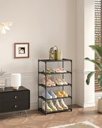 Autonomier 5-Tier Extra Small Shoe Rack (16.3" Wide), Narrow Space-Saving Organizer for Small Spaces, Non-Woven Fabric Lightweight Shoe Shelves, for Closet, Front Door, Entryway, Kids/Toddler/Adults - size: 5-Tier
