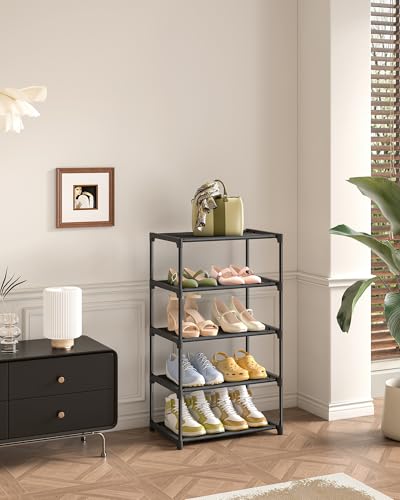 Autonomier 5-Tier Extra Small Shoe Rack (16.3" Wide), Narrow Space-Saving Organizer for Small Spaces, Non-Woven Fabric Lightweight Shoe Shelves, for Closet, Front Door, Entryway, Kids/Toddler/Adults - size: 5-Tier