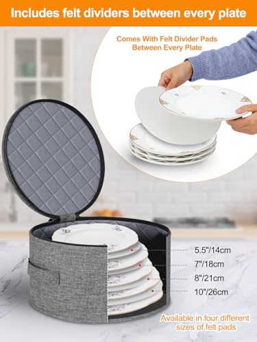 punemi China Storage Containers 5-Piece Set w/Hard Shell Sides & Bottom, Quilted Stackable Plate & Dish Storage Protectors, Adjustable Mug and Cup Storage Organizer for Moving and Dinnerware storage - style: StorageSet-China4pcs-Coffee1pcs