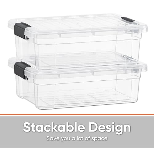 Superio Clear Plastic Storage Bins with Lid, 4.5 Quart Box, Organizing Containers, Stackable Plastic Tote for Home, Garage, Dorm, School, and Office - size: 4.5 Qt
