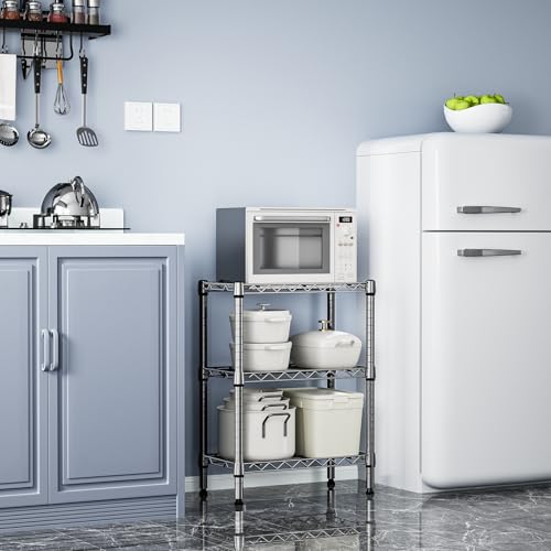 M MZG 750 lbs 3 Tier Shelf Metal Storage Shelves Wire Rack Closet Organizers with PP Board for Garage Kitchen Bathroom Laundry Chrome 11.8" D x 21.7" W x 28.6" H - color: Chrome, size: 3 tier, 11.8" D x 21.7" W x 28.6" H