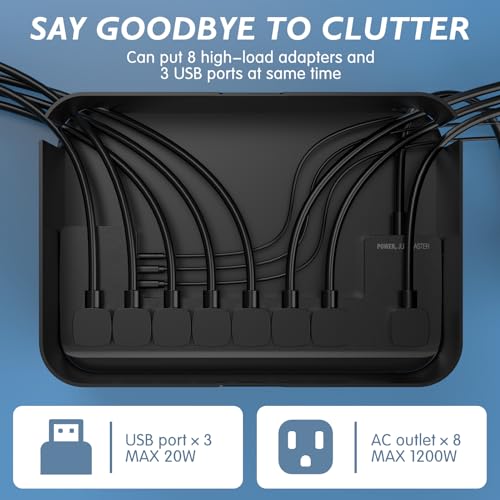 Power Strips with Cable Management Box,Redagod Surge Protector with 8 Outlets 3 USB Ports with Switch Control,6.6 ft Plug Extension Cord,Power Cord Organizer Charging Station for Dorm, Office, Home