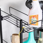 2-Tier Under Sink Organizer Multipurpose Movable Rolling Cart Storage Cabinet Basket for Bathroom Kitchen with Hand Towel Bar, Black