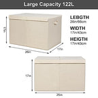 popoly 122L Large Toy Box Chest with Lid, Foldable Toy Storage Organizer Bin Boxes with Removable Divider for Kids, Boys, Girls, Nursery, Playroom, 26"x17" x17" (Linen Beige) - color: Extra Large Beige