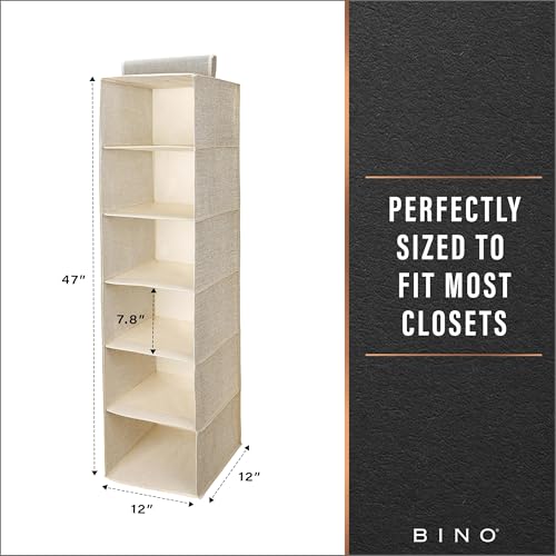 BINO 6-Shelf Sweater Closet Organizer - Beige | Closet Hanging Organizer for Bedroom | Sweater Storage Organizers | Hanging Shelves | Portable Closets for Clothes | Room Essentials - size: 6 - Shelf