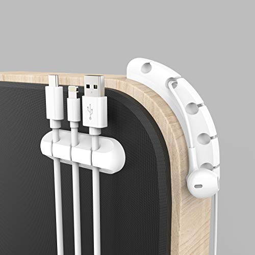 INCHOR White Cable Clips, Cord Organizer Cable Management, Cable Organizers USB Cable Holder Wire Organizer Cord Clips, 2 Packs Cable Straps for Desk Car Home and Office (5, 3 Slots) - color: White
