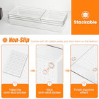12 Pack Clear Plastic Drawer Organizer Set, Acrylic Non Slip Non Cracking Kitchen Drawer Storage Tray Large Size Divider, Multifunctional Storage for Cosmetics, Bathroom, Tools, Kitchen and Office - size: 12 PACK