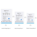 Amazon Basics Vacuum Storage Bags for Clothing, Multiple Sizes Compression Zipper Bags with Hand Pump for Space Saving and Travel, 6-Pack (2 Medium, 2 Large, 2 Jumbo), Transparent - size: Multiple