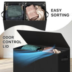 Simple Houseware Double Laundry Hamper with Lid and Removable Bags, Black - color: Black