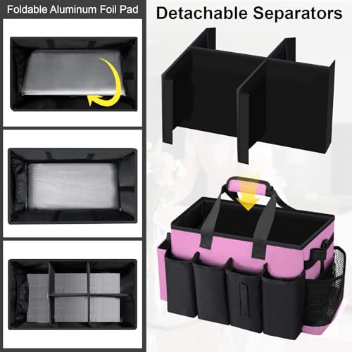 Wearable Large Cleaning Caddy Bag for Housekeeper, Clean Supply Organizer with Adjustable Shoulder, Waist & Handle Straps, Detailing Bag for Kitchen Supplies (Pink) - color: Pink