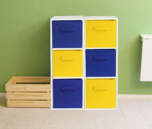 Simple Houseware Foldable Cube Storage Bins, 11-Inch Yellow, 6-Pack Fabric Cubes Organizer for Closet or Shelves - color: Yellow