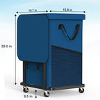 40 Gal(150L) High Grade Large Laundry Basket with Wheels, Rolling Laundry Hamper, Laundry Cart with Metal Frame and Removable Bag Design, Suitable for Laundry Room, Bedroom (Dark Blue, 150L) - color: Dark Blue, size: 1 Section 150L