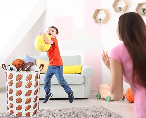 CLOCOR Kids Laundry Basket,Waterproof Nursery Hamper for Baby Boy,Football Storage Baskets for Boys Bedroom,Kids Toys Storage Bin,Room Decor,Gift Basket（Rugby - color: Rugby