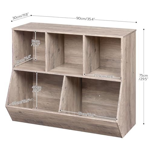 HOOBRO Kids Bookshelf, Bookcase Footboard, Toy Storage Cubby, Children's Toy Shelf, 35.4" L Toy Storage Cabinet, Fit for Children's Room, Playroom, Hallway, Kindergarten, Greige BG32CW01 - color: Greige, size: 35.4"L x 11.8"W x 29.5"H