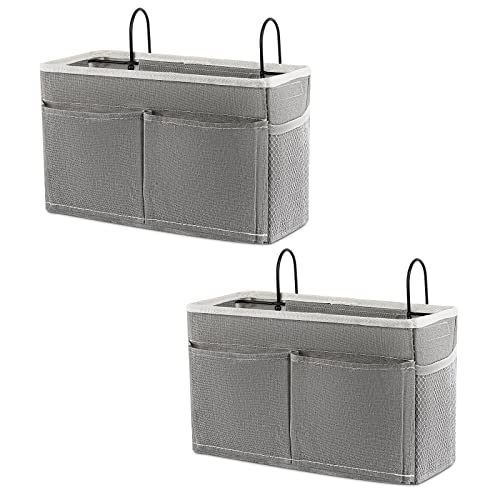 Bedside Hanging Storage Basket Headboards Bunk Beds Dorm Rooms Organizer Caddy for Storage (2Pack Grey) - color: 2Pack Grey