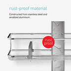 simplehuman 9' Tension Pole Shower Caddy, Stainless Steel and Anodized Aluminum - size: 9 ft