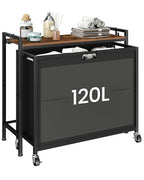 CHOEZON Laundry Sorter, Laundry Hamper with Storage Shelf, Mobile 2-in-1 Basket Organizer, 120 L Rolling Hamper, Large Bags and Movable Wheels, Metal Frame, Rustic Brown and Black TXY01BF