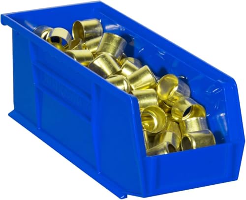 Akro-Mils 30224 AkroBins Plastic Storage Bins, Space-Saving Stackable Bins for Garage, Pantry, Craft Organization, 11" L x 4" W x 4" H, Blue, 12-Pack - color: Blue