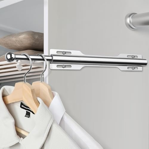 FIRJOY 12" Valet Rod for Closet Pull Out (2 Pack, Chrome) - color: Chrome, size: 2 Pack