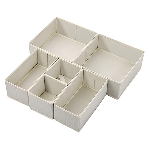 Stero 6 Pack Drawer Organizers for Clothing, Dresser Drawer Organizer Clothes, Fabric Foldable Closet Organizers and Storage Basket Bins for Clothes, Underwear, Bras, Socks (Light Grey) - color: Light Grey
