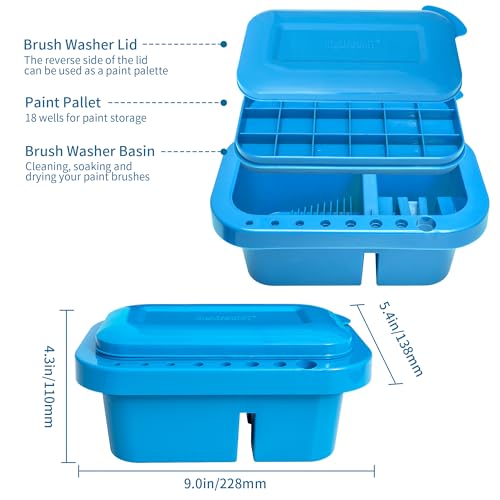 MyLifeUNIT Paint Brush Cleaner, Paint Brush Holder and Organizers with Palette for Acrylic, Watercolor, and Water-Based Paints (Royal Blue) - color: Royal Blue