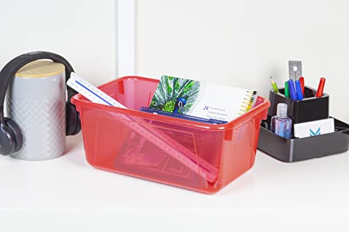 Storex Small Cubby Bin, 12.2 x 7.8 x 5.1 Inches, Assorted Candy, 5-Pack (62490U05C) - color: Assorted Tint Colors, style: Bin Only