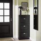 Haotian FSR94-SCH, Black Shoe Cabinet with 3 Flip Drawers, Freestanding Shoe Rack, Shoe Storage Rack(9.4" D x 20.9" W x 46.1" H) - color: Black, size: 3 Drawers:20.8x9.4x46"
