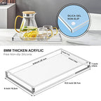 Vanity Tray 8mm Thicken Clear Acrylic Organizer Tray 10.5 * 6" for Bathroom Sink Countertops, Dresser Tops, Toilet, Perfume, Soap, Rings, Earrings and Necklace Small Decorative Tray for Home