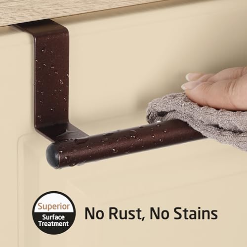 KES Over The Cabinet Towel Holder Fit 1" Thick, Kitchen Towel Holder for Cabinet, Over The Door Towel Bar with Extended Hooks, Brown 2 Pack, KTH500S26-OB-P2 - color: Brown