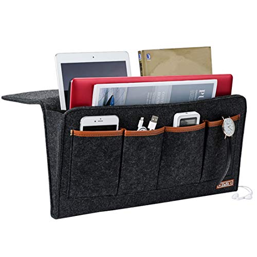Zafit Bedside Caddy, 7 Pockets Large Size Bedside Organizer Caddy for Magazine Remotes Phone (17.3'' x 18.1'', Dark Grey) - color: Dark Grey, size: 17.3'' x 18.1''