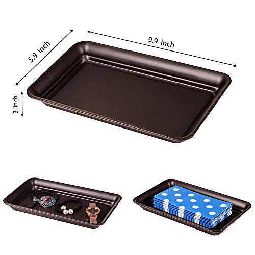 Vintage Farmhouse Decor Metal Vanity Tray(2 Pack),Countertop Guest Hand Towel Storage Organizer Tray Dispenser, Sturdy Holder for Perfume,Cosmetics, Jewelry, Makeup Bathroom Organizer (Bronze) - color: Bronze, size: 2 Pack (9.9" x 5.9" x 1.1")