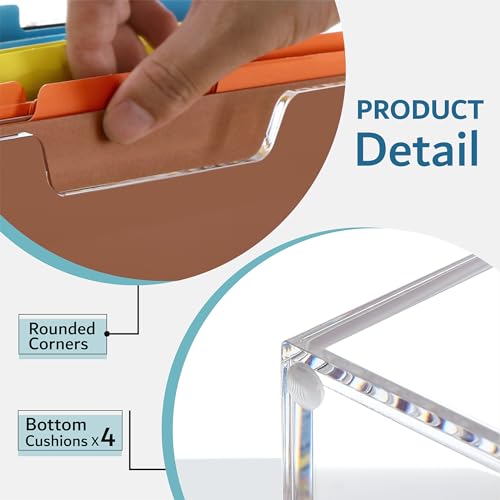 DINGHUO Acrylic File Folder Organizer, Hanging File Organizer Box, File Holder with Handles for Letter Size/A4, Clear File Box Desktop Folder Storage for Office Home Work -1 Pack - size: Letter
