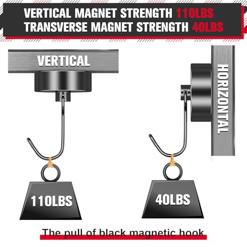FINDMAG 110lbs+ Heavy Duty Magnetic Hooks, 4 Pack Magnet Hooks for Cabin, Fridge, Kitchen, Cruise Ship Walls, Strong Metal Magnet Holders for Cruise Ship Essentials, Black - color: Black, size: 4Pack 100Lbs+