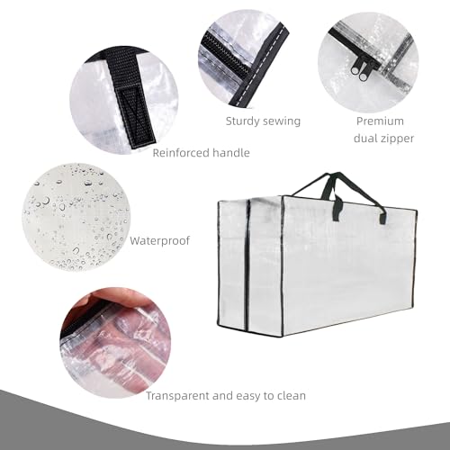 Heavy Duty Moving Bags, Extra Large Clear Storage Bags with Zipper and Handles, Moving Boxes & Storage Bins Alternative, Packing Supplies, Moving Supplies for Dorm Room Essentials - size: 1 Pack