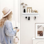 MKO Key Holder for Wall, Mail Organizer and Key Rack Wall Mount with Tray & 6 Hooks for Hallway (White) - color: White 1pcs