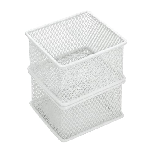 Annova Stackable Mesh Drawer Cabinet and Shelf Organizer Bins Storage Basket School Office Supply Holder Tray- Set of 2 (White, 3x3x2 Inch) - color: White, size: 3x3x2 Inch