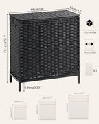 SETVSON Laundry Hamper with Lid 132 L, (35 Gallons) Clothes Hamper with Lid, Handwoven Rattan Laundry Hamper with Metal Heightened Feet, Laundry Hampers with 3 Removable Liner Bags for Laundry-Black - color: Black, size: 132 L - 35 gal