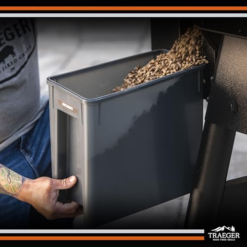 Traeger Grills BAC637 Stay Dry Pellet Storage Bin with Locking Lid, 22lb Capacity Wood Pellet Container with Flavor Stickers, Stackable Design, Airtight Storage for Grill Pellets