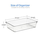 Ravinte 6 Pack Drawer Organizer - 6" X 9" Plastic Storage Bins, Acrylic Organizers with Non-Slip Pads Clear Desk Storage Tray for Makeup, Jewelries, Kitchen Utensils, Bathroom and Office - size: 6" x 9"