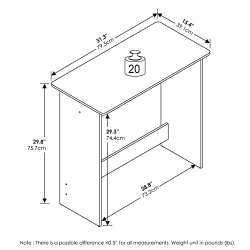 Furinno Simplistic Study Table, White - color: White, size: 31.3" x 15.4"