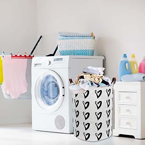 CLOCOR Large Laundry Basket,Waterproof Nursery Hamper,Collapsible Fabric Storage Container,Room Decor,Gift Basket（Black Heart - color: Black Heart